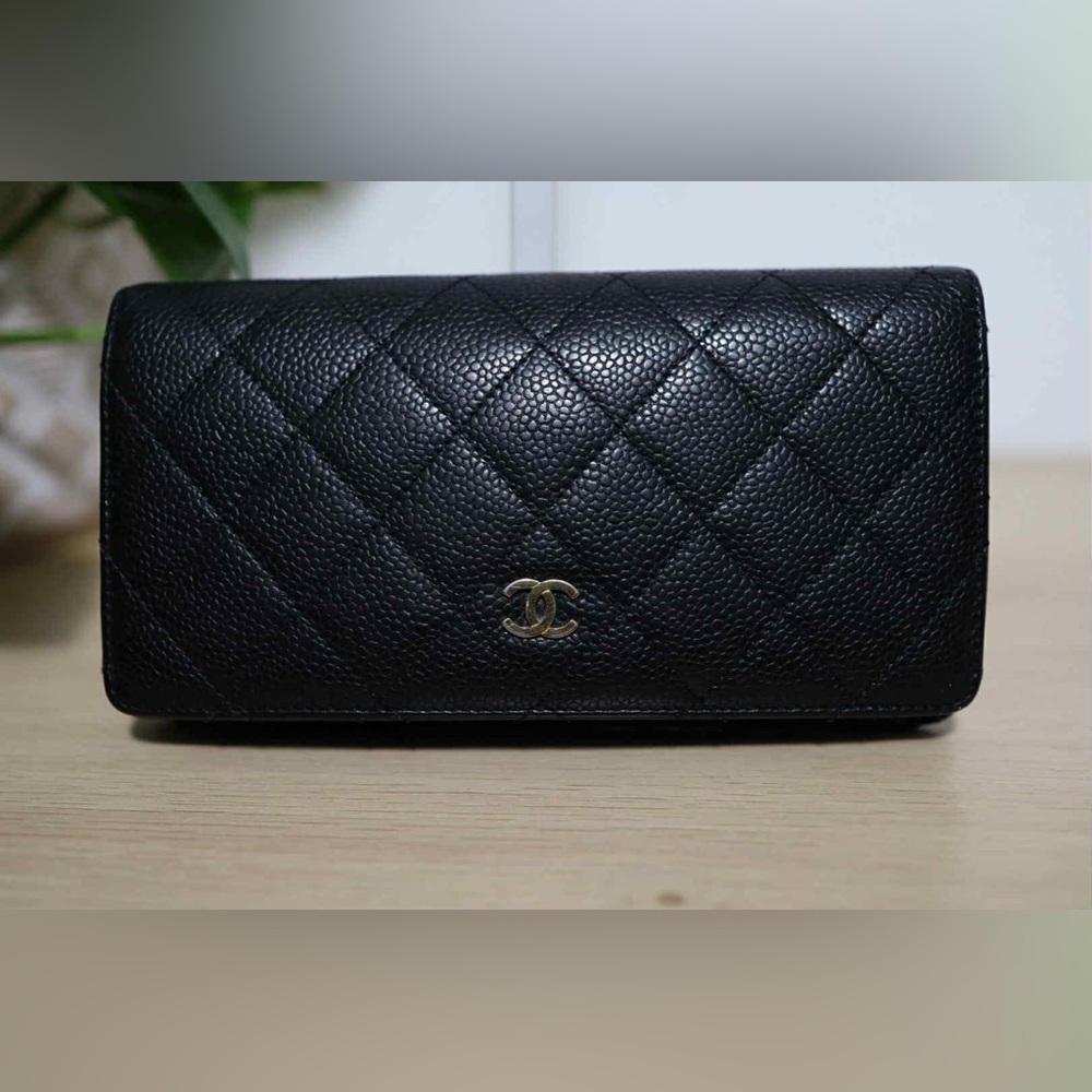Chanel Black Quilted Leather Clutch with Gold Hardware